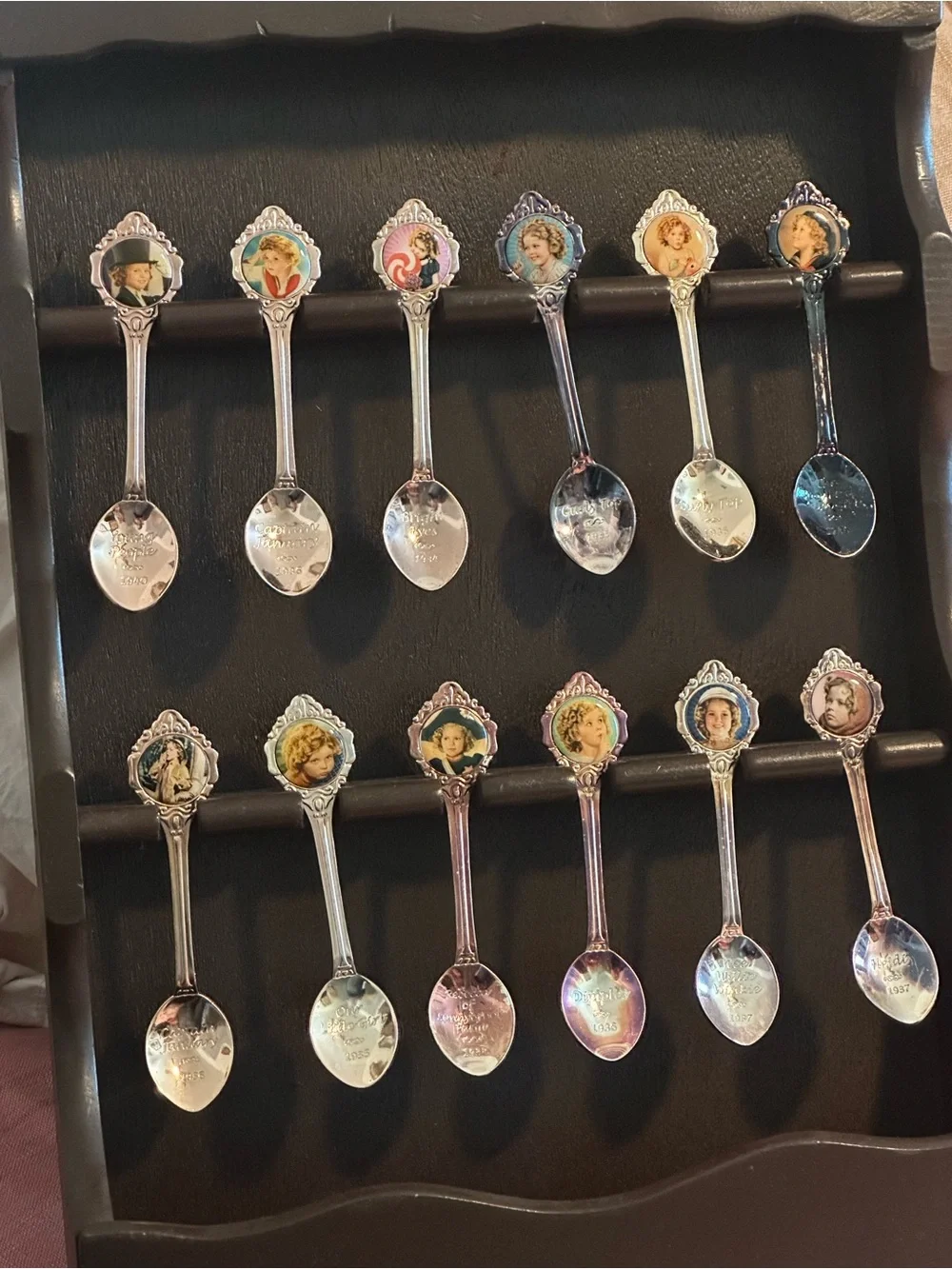 Wooden wall hanging souvenir spoon holder display